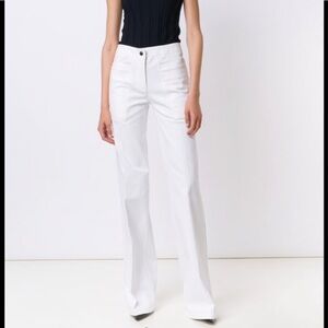 Derek Lam Charlotte Flared Jeans Pants High Rise Wide Leg White Size 12 Coastal